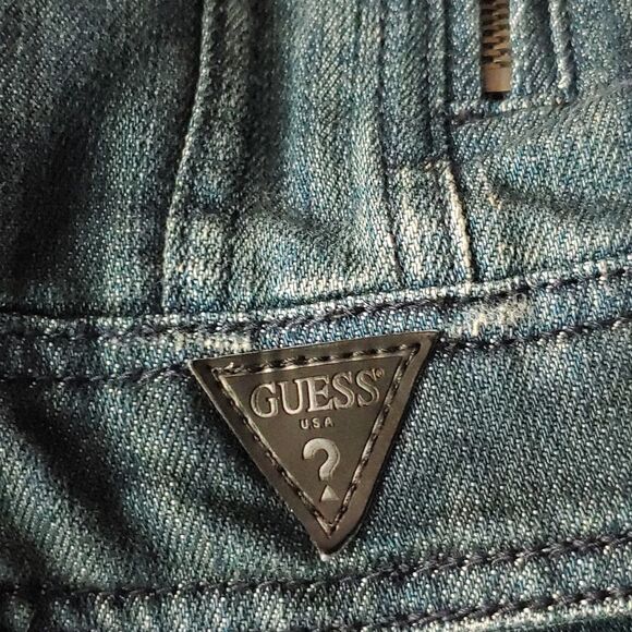 Guess Zipper Down distressed jean denim jacket  Sz M - Picture 7 of 9